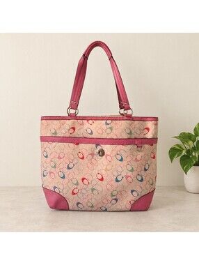Coach Signature Jacquard Shoulder Bag Purse – Large